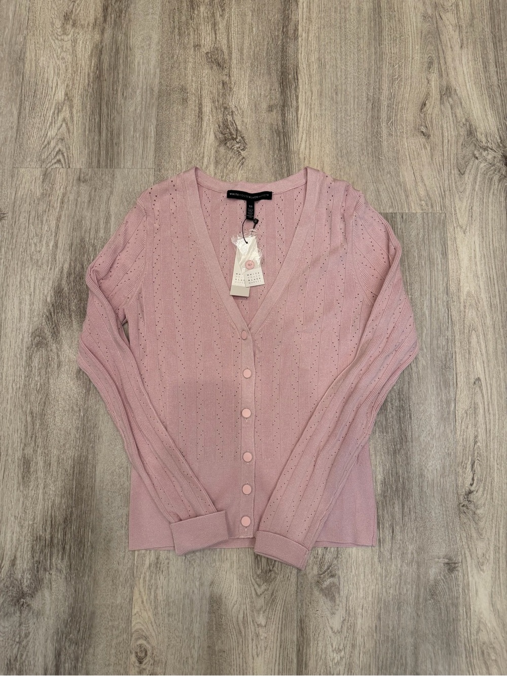 NWT White House Black Market Pink Pointelle Cardigan Sweater XS
